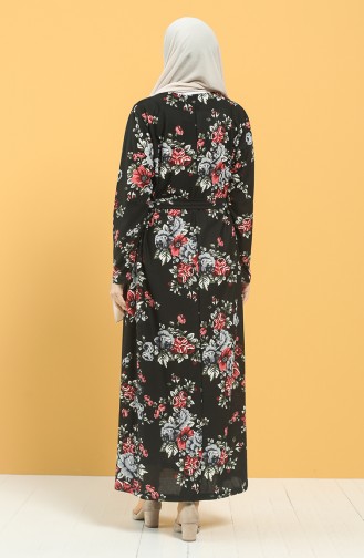 Schwarz Hijab Kleider 4556H-02