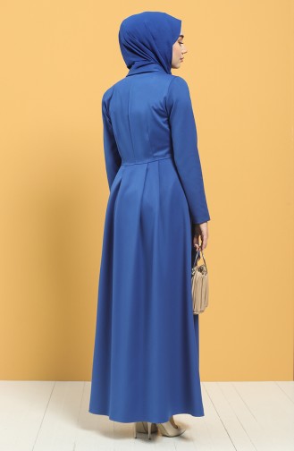 Saks-Blau Hijab Kleider 3245-02