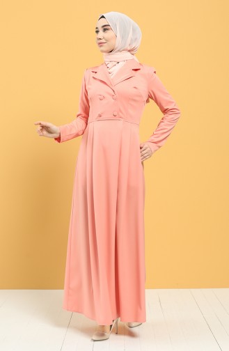 Salmon Hijab Dress 3245-03