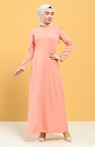 Lachsrosa Hijab Kleider 3248-02