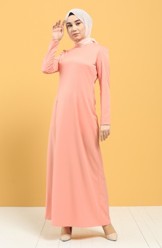 Lachsrosa Hijab Kleider 3248-02