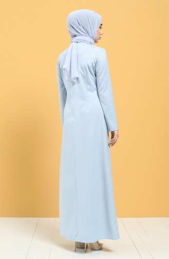 Fermuarlı Klasik Elbise 3248-04 Bebe Mavisi