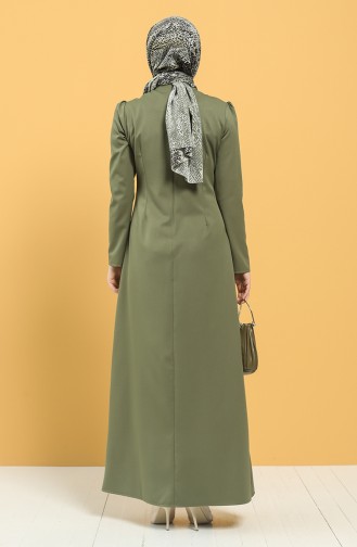 Fermuarlı Klasik Elbise 3248-05 Haki
