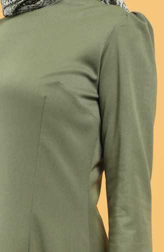 Fermuarlı Klasik Elbise 3248-05 Haki