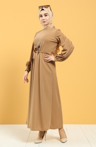 Beige Hijab Kleider 5304-06
