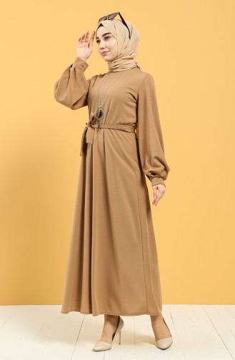 Beige Hijab Kleider 5304-06