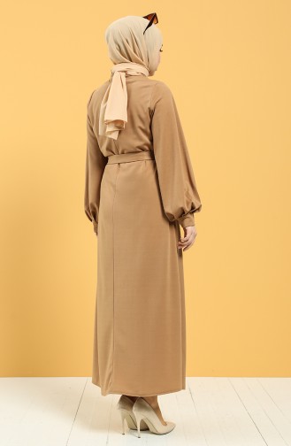 Beige Hijab Kleider 5304-06