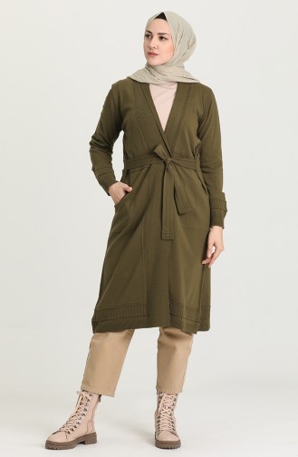 Khaki Strickjacke 1586-09