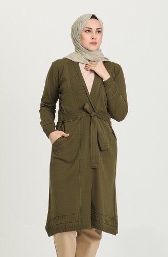 Khaki Strickjacke 1586-09