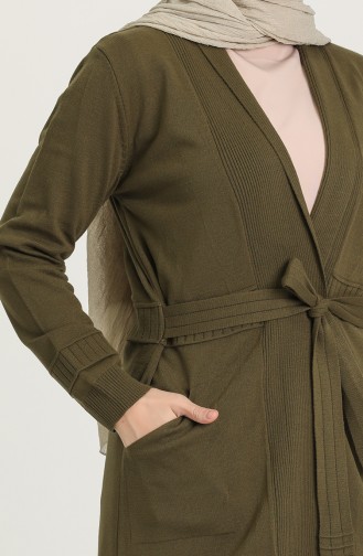 Khaki Strickjacke 1586-09