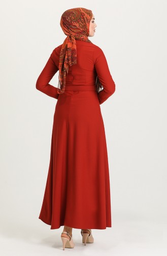 Brick Red Hijab Dress 0550-06