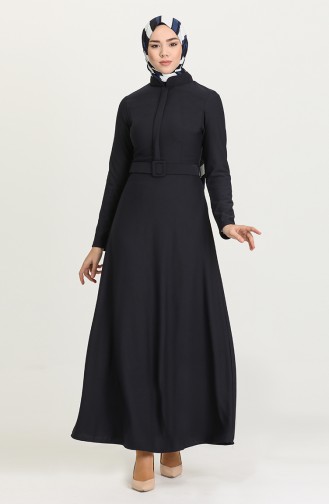 Navy Blue Hijab Dress 0550-07