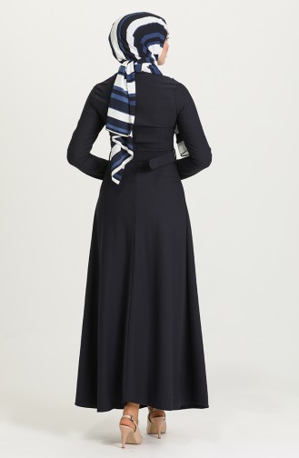 Navy Blue Hijab Dress 0550-07