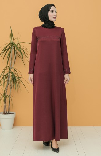 Claret Red Hijab Dress 8289-01