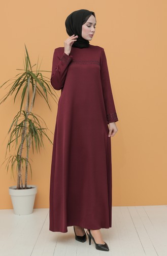 Claret Red Hijab Dress 8289-01
