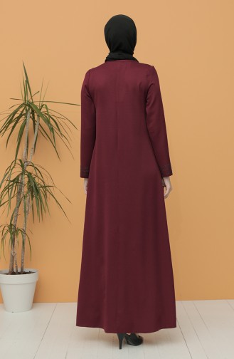 Weinrot Hijab Kleider 8289-01