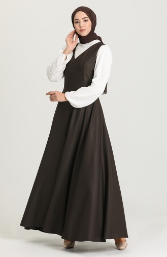 Brown Hijab Dress 3247-01