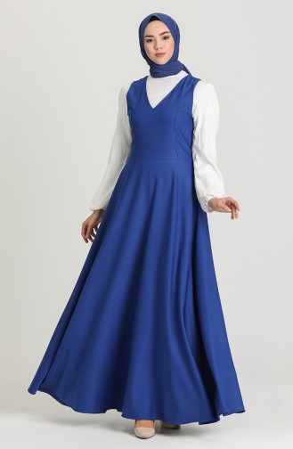 Saks-Blau Hijab Kleider 3247-02