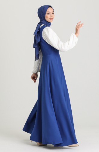Saks-Blau Hijab Kleider 3247-02