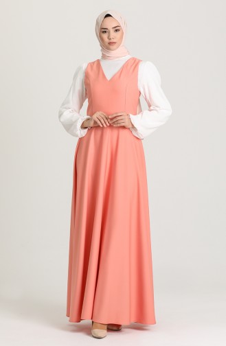 Salmon Hijab Dress 3247-03