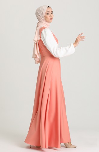 Salmon Hijab Dress 3247-03