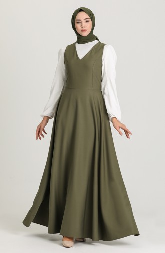 Khaki Hijab Dress 3247-04