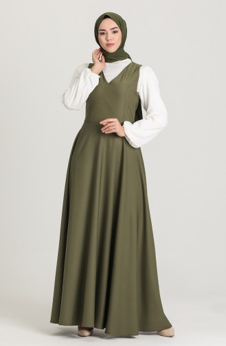 Khaki Hijab Kleider 3247-04
