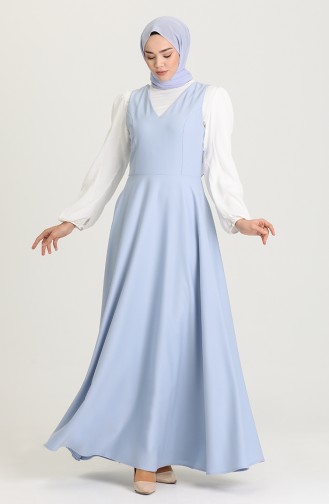 Robe Hijab Bleu Bébé 3247-05
