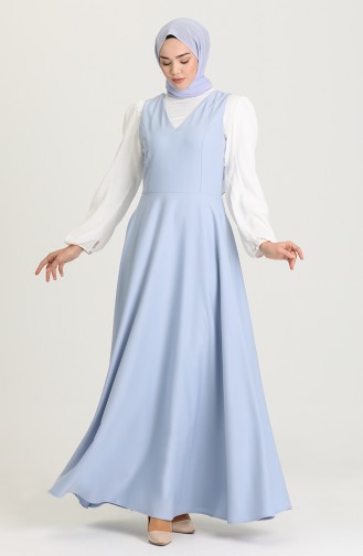 Baby Blue Hijab Dress 3247-05