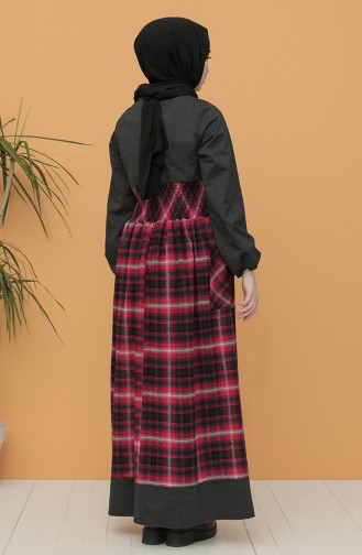Claret Red Hijab Dress 21K8148-06