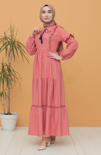 Ziegelrot Hijab Kleider 21Y8237-06