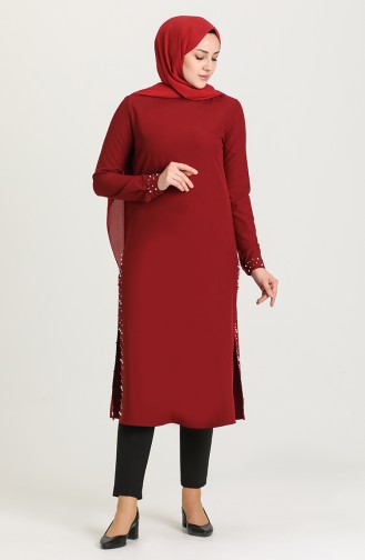 İncili Tunik 1003-01 Bordo