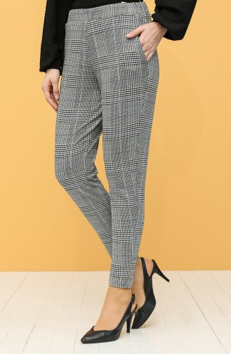 Desenli Düz Paça Pantolon 4041A-01 Gri