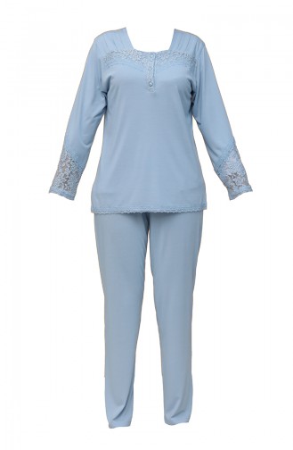 Dantelli Pijama Takım 4663-02 Mavi