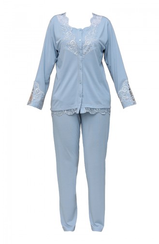 Dantelli Pijama Takım 4692-01 Mavi