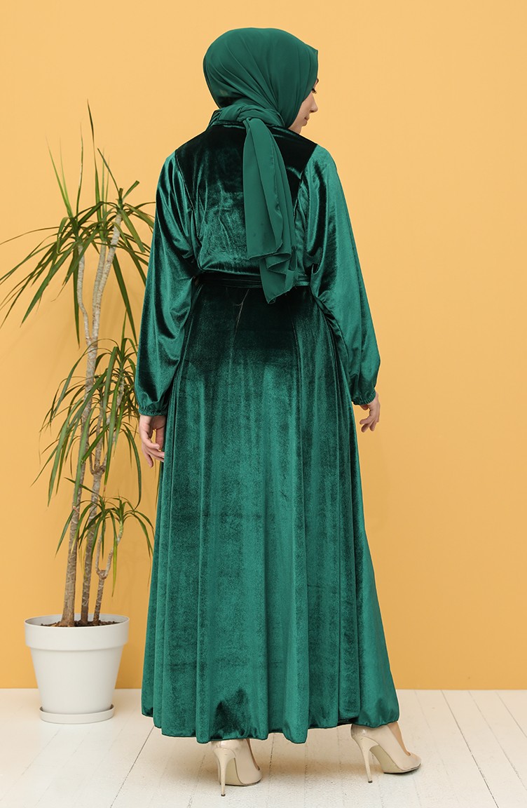 Emerald Green Hijab Dress 5088-02 | Sefamerve