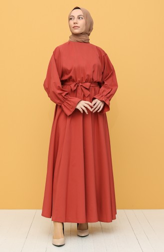 Ziegelrot Hijab Kleider 5301-03