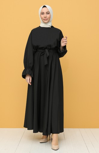 Schwarz Hijab Kleider 5301-06