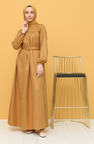 Mustard Hijab Dress 21Y8233-02