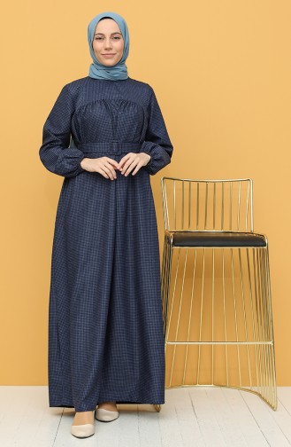 Navy Blue Hijab Dress 21Y8233-05