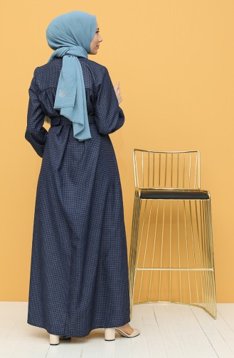 Navy Blue Hijab Dress 21Y8233-05