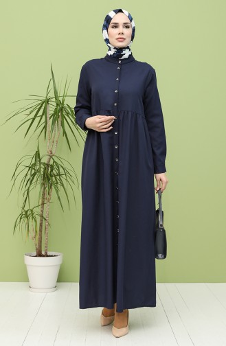 Navy Blue Hijab Dress 5037-10