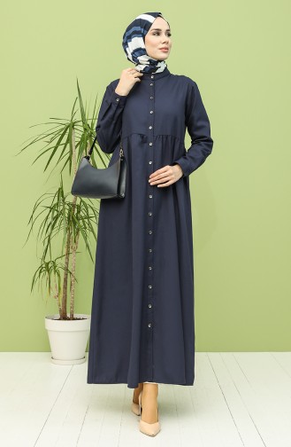 Navy Blue Hijab Dress 5037-10