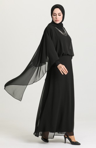 Schwarz Hijab-Abendkleider 1147-01