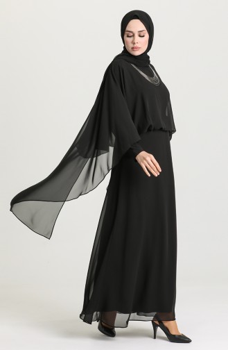 Black Hijab Evening Dress 1147-01