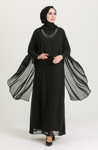Black Hijab Evening Dress 1147-01