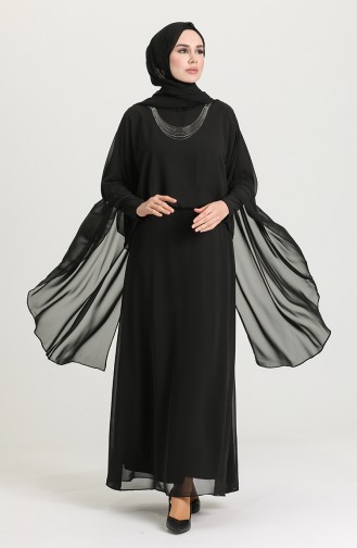 Schwarz Hijab-Abendkleider 1147-01