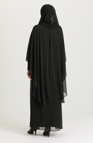 Black Hijab Evening Dress 1147-01