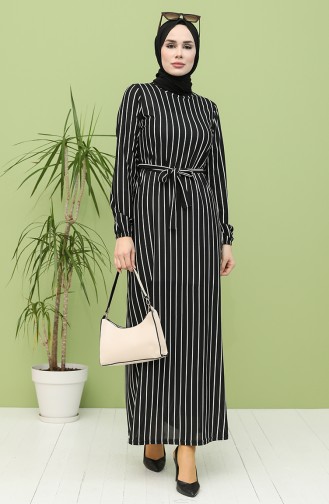 Schwarz Hijab Kleider 8895-01