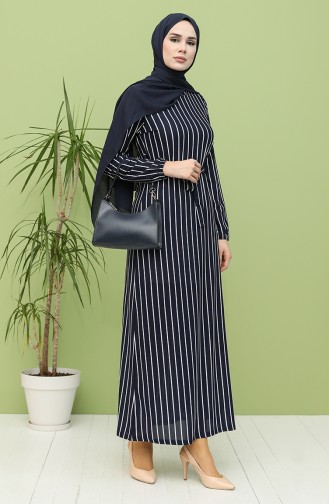 Navy Blue Hijab Dress 8895-04